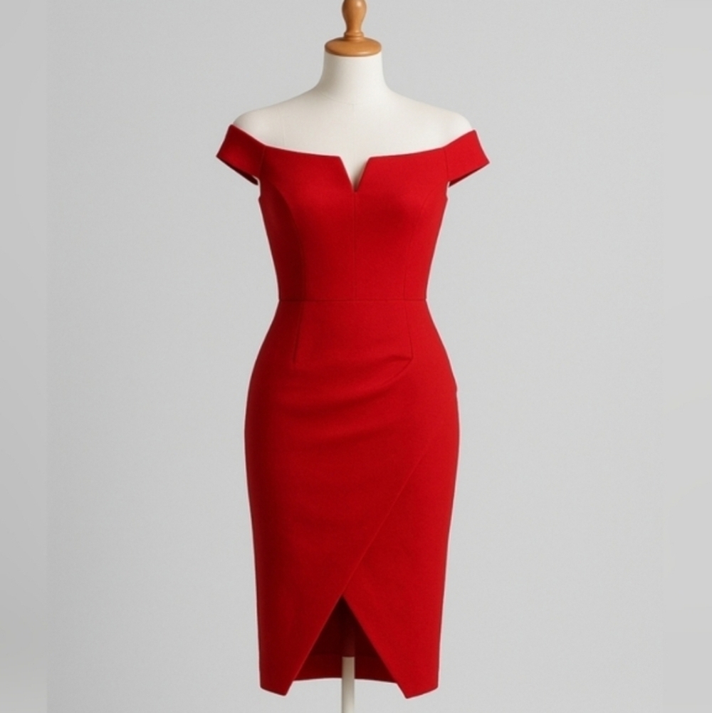 Asos Elegant Red Off-Shoulder Dress